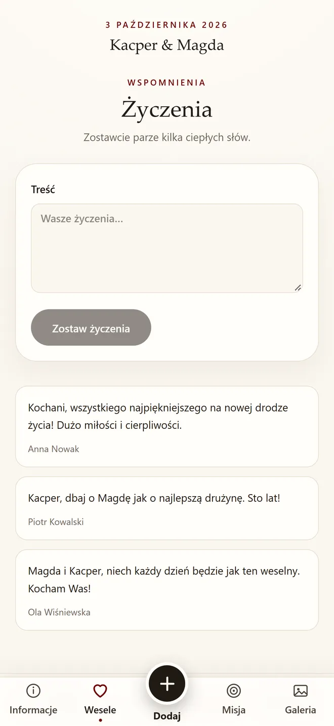 Aplikacja gościa: cyfrowa księga gości z życzeniami