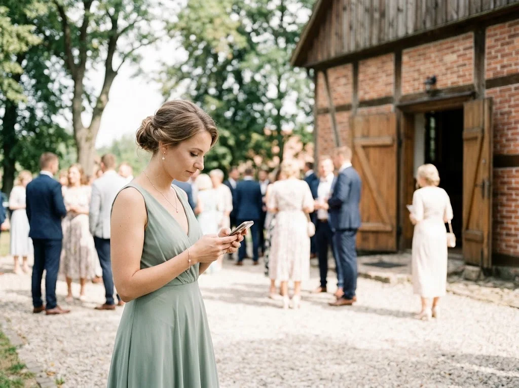 Zdjęcie: gość sprawdza harmonogram w telefonie
